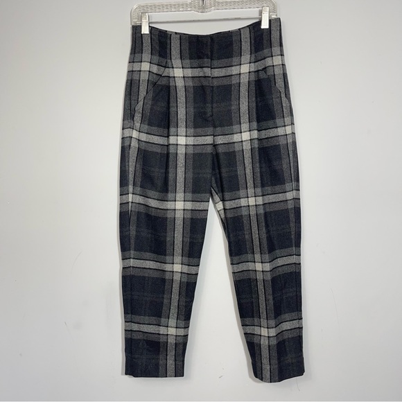 Aritzia Wilfred Chambery Check Plaid Pant 4 High Rise Wool Cashmere Academia - Picture 5 of 16